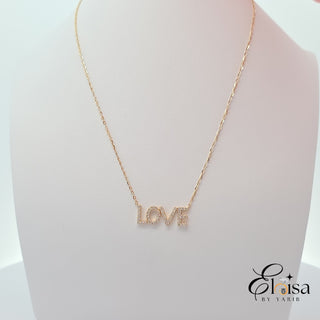 14K Diamond Block Love Necklace