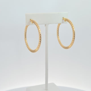 14k Line Design Hoops Earrings 35 MM