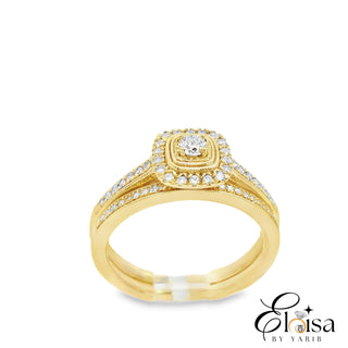 14K Square with Center  Diamond Ring 0.27 CT