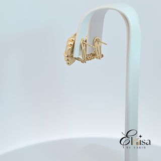 14Kt flat Knot Style Omega Earring