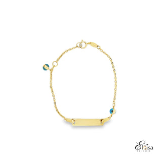 Fancy ID Bracelet With 2 Blue Eyes  2MM 6"