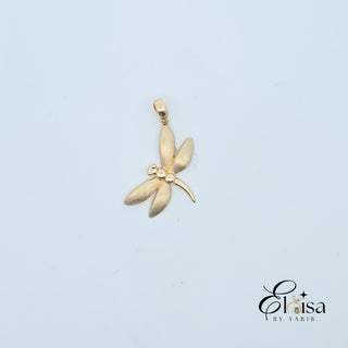 14Kt Satin Finish Dragonfly Pendant