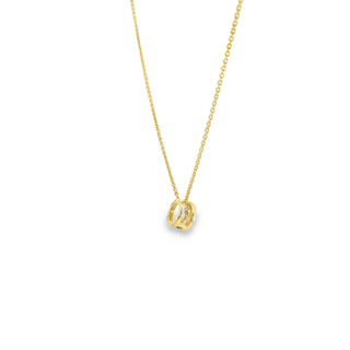 14k Bezel-Set Round Diamond Solitaire Necklace
