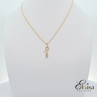 14Kt Vertical Diamond Love Necklace