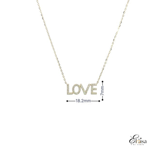 14K Diamond Block Love Necklace