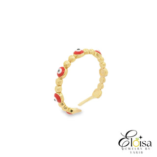 14Kt Red Enamel Eye Ring