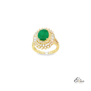 14Kt Diana Style Emerald  Diamond Ring