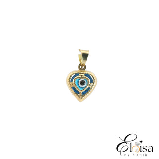 14K Blue Eye Style Heart Filigree Pendant