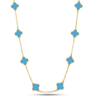 14Kt Turquoise Clover Inlay By The Yard Necklace