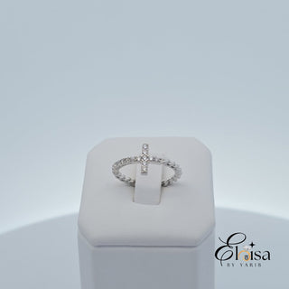 SS925 Side Way Cross Ring - 5