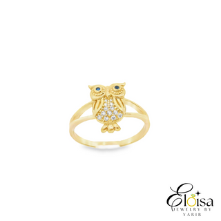 14kt Majestic Owl with Blue Eyes