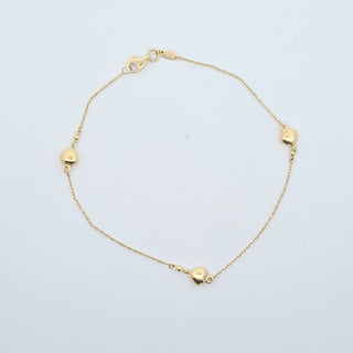 14Kt Three Heart Anklet