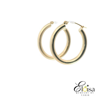 14Kt Round Classic Hoops Earrings 25MM