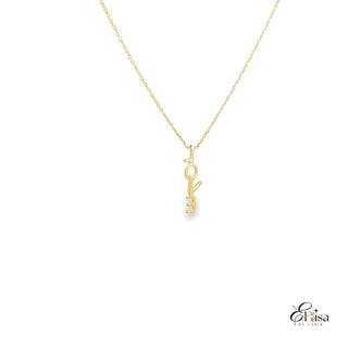 14Kt Vertical Diamond Love Necklace