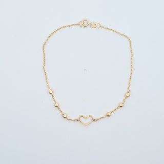 14Kt Open Heart Center Bracelet