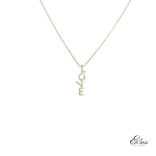 14Kt Vertical Diamond Love Necklace