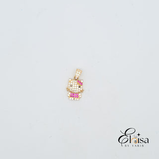 14Kt Kitty Pink and White Cz Pendant