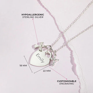 Guardian Angel & Cross Heart Necklace