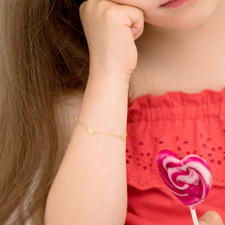 14k Polished Heart Charm Girls Bracelet