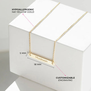 14k Polished Bar Teen Girl Necklace