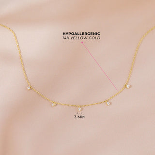 14k Gold Dainty Multicharm CZ Teens Necklace