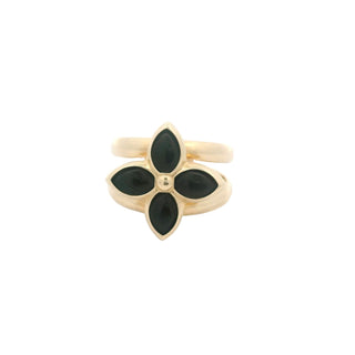 Elegant Black Petal Gemstone Ring