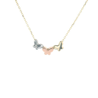 Butterfly Three Color Metal Necklace